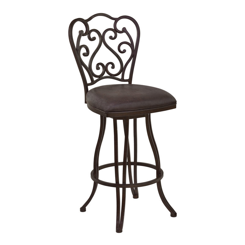 Margie Swivel Counter or Bar Height Armless Upholstered Bar Stool with Footrest in Metal, Bar Stool (30" Seat Height)