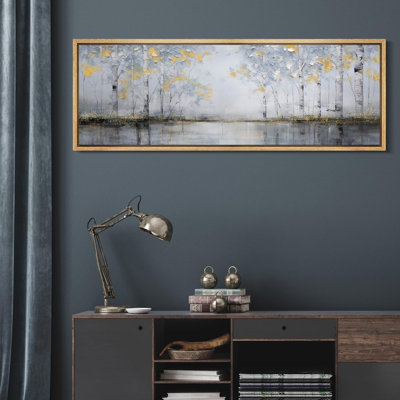 Aspen Birch Winter Birch Trees Silver and Gold Nature Landscape, reproduction d'art sur toile