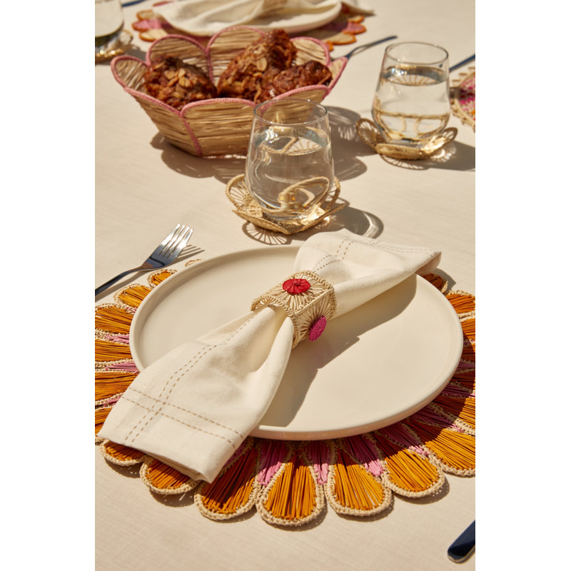 Drops Placemat - Set of 2, Mustard/Pink