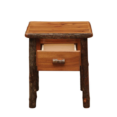 Fireside Lodge Hickory Log One Drawer End Table - Cinnamon