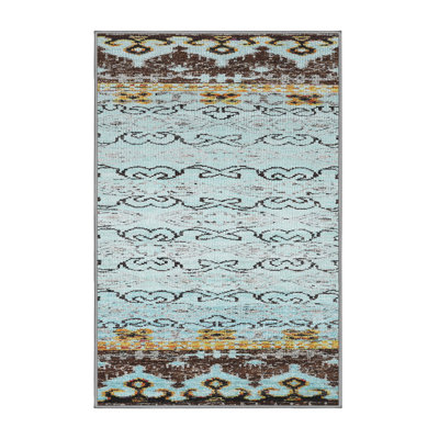 Tapis bleu/brun contemporain