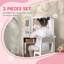 Ensemble de coiffeuse Harriet Bee Kids, table de maquillage 2 en 1, table de jeu avec tabouret à miroir pliant, tablette de rangement, plateau amovible, pour petites filles de 3 à 8 ans, blanc
