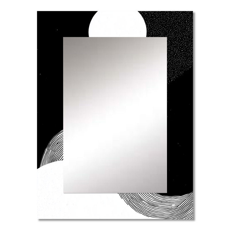 Balance Of Dark Force Harmony I - Geometric Unique Mirror, Modern Large Wall Mirror, Printed Metal Art, 40" x 30"