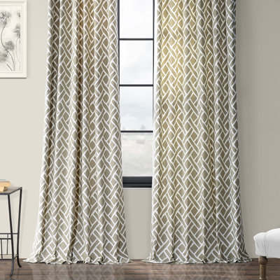 Rami Geo Contemporary Cotton Room Darkening Curtains- Single Panel