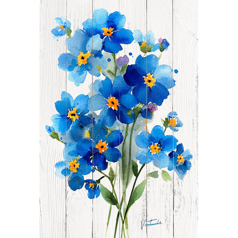 «Blue Meadow Bloom», art mural sur toile tendue, H 40 po x l 30 po x P 1,5 po