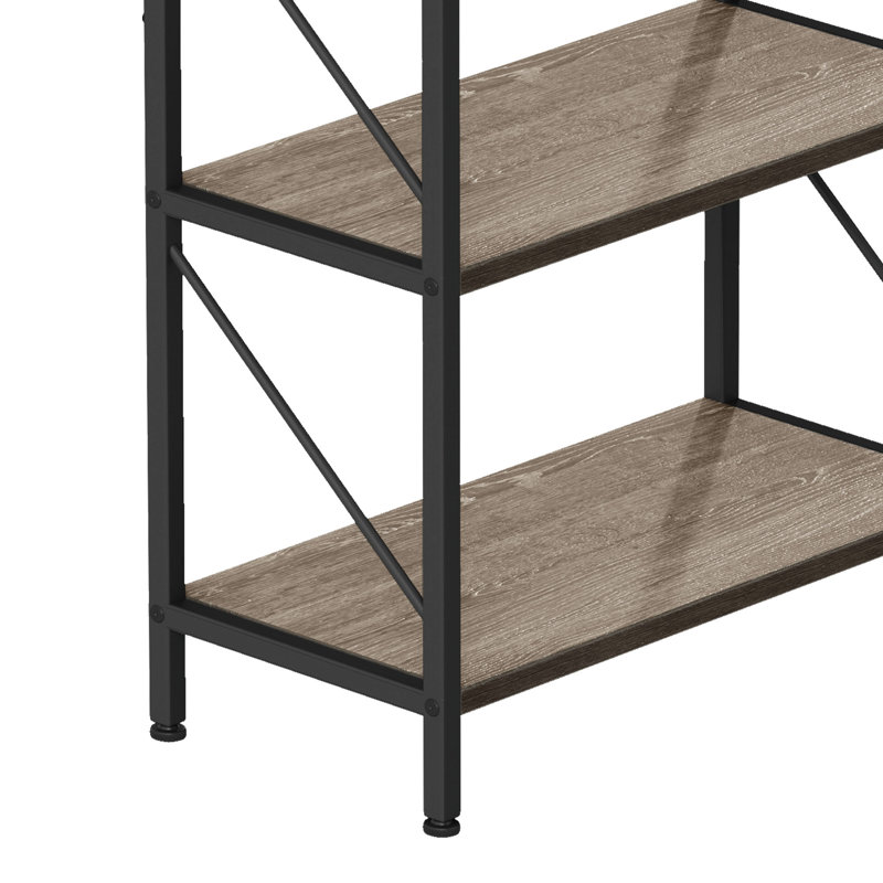 Industrial Bookcase, Corner Shelf Unit, Shelving Unit,  For Living Room, Study, Home Office, Brown/Black