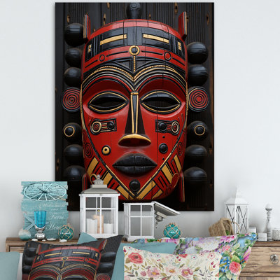 Red Masques ancestraux rouges - Masque africain, art mural