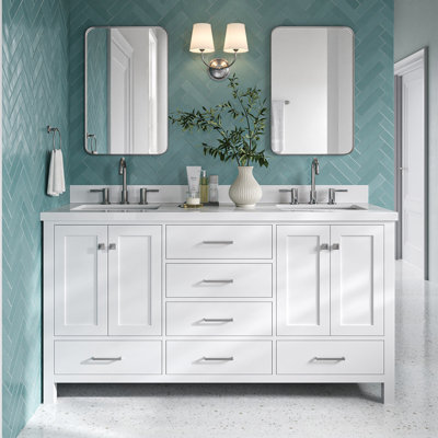 Cambridge 67'' Double Bathroom Vanity with White Quartz Top