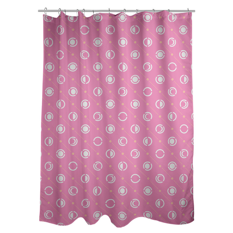 Rideau de douche à phases simples classic moon Noira Gothard, Rose clair / jaune citron
