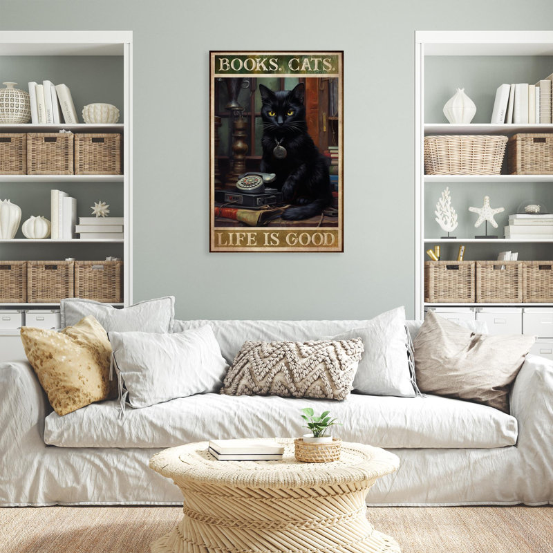 Livres «Cats Life Is Good» sur toile, H 36 po x l 24 po x P 1,25 po