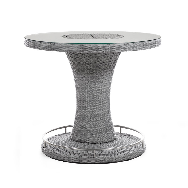 Round Metal Outdoor Bar Table With Umbrella Hole , 46'' in. W 46'' in. D