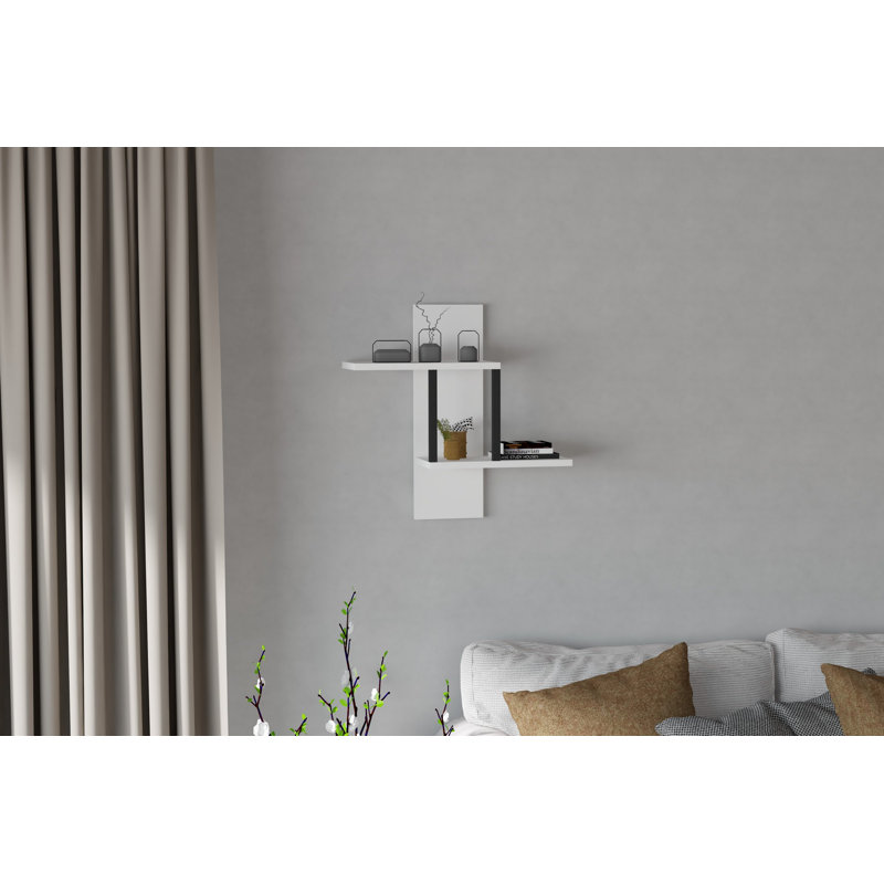 Modern Wall Shelf, White, 15.8 x 23.6 x 7.9 inches | 100% Melamine Coated Particle Board, Thickness: 0.7 inches | Stylish and Functional Design, Perfect for Home Decor, Living Room & Office Use