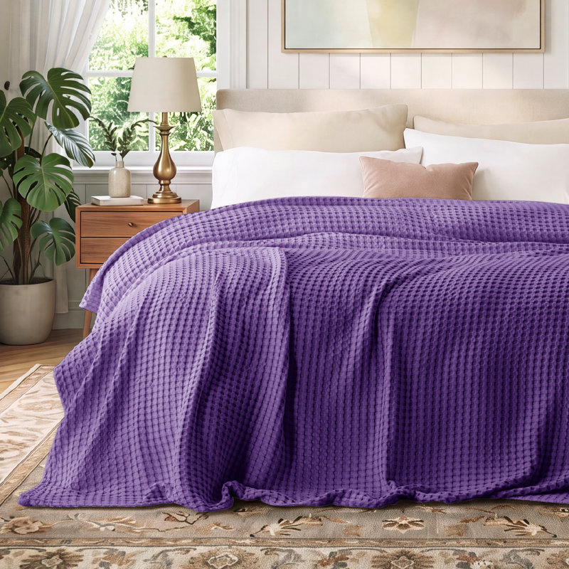 Bedsure 279gsm Cotton & Rayon from Bamboo Waffle Blanket GentleSoft™️, Oversized King, Crown Jewel