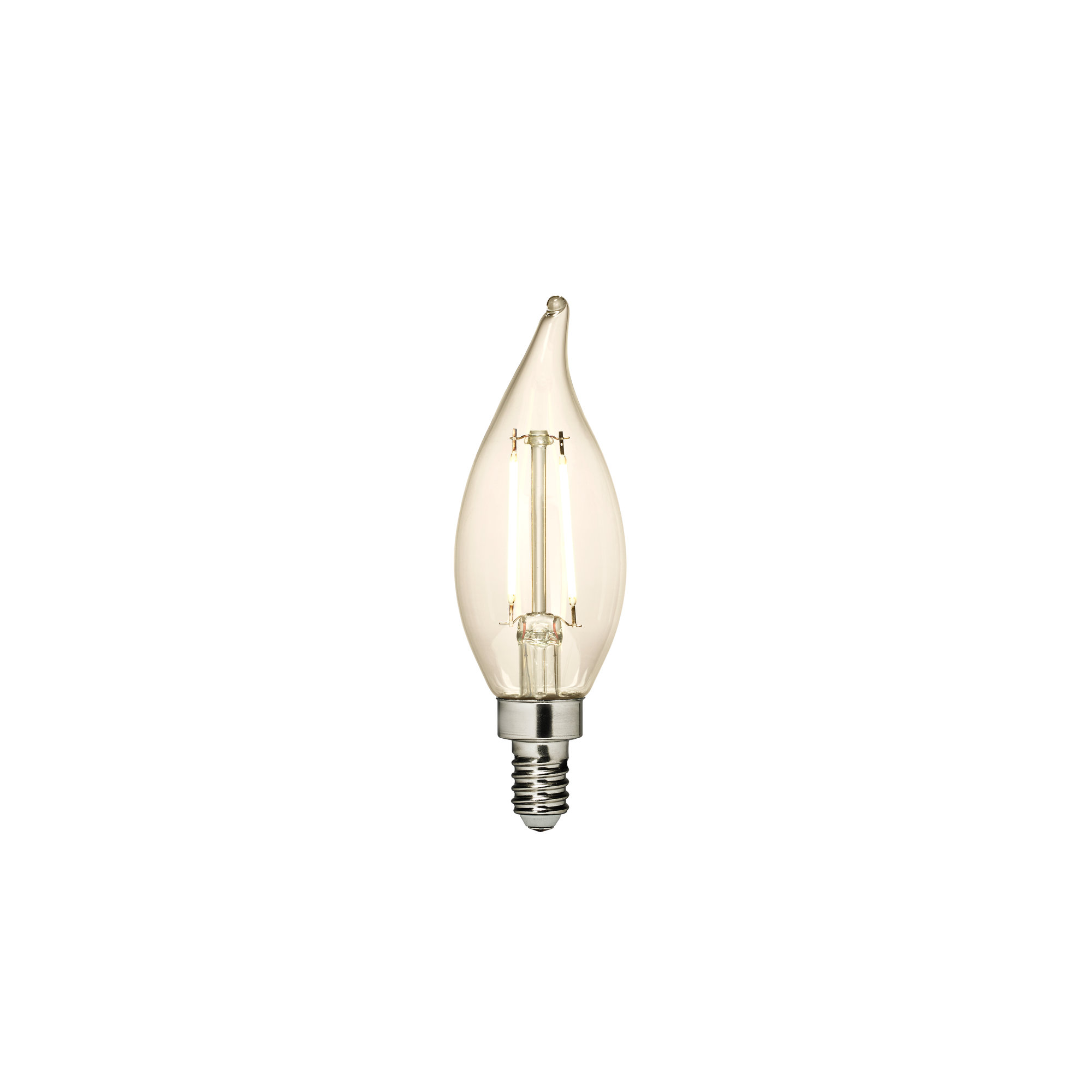 Visual Comfort & Co. LED Flame Tip 2.5W Warm White E12 Candelabra base Clear Edison Style light bulb, 3000 Kelvins