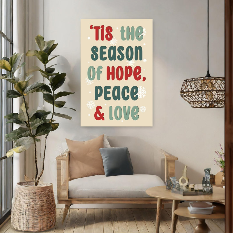 «Christmas Hope Peace Love Abstract Contemporary Landscape Nature», reproduction d'art murale, 48" H x 32" W
