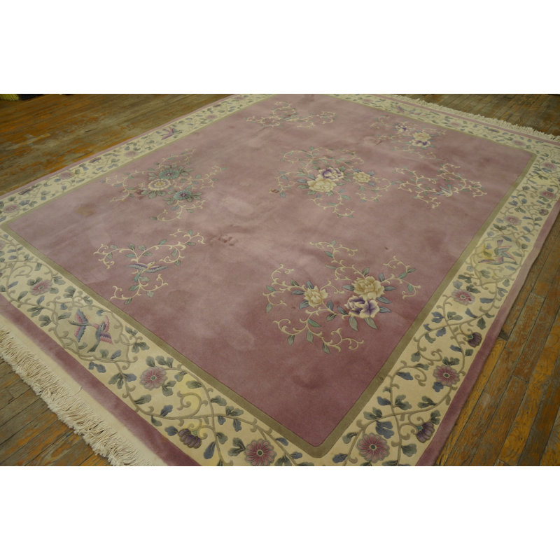 Hand Knotted Wool Area Rug in Purple