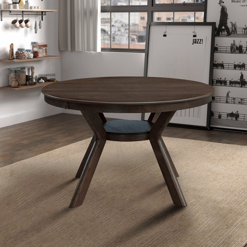Table de salle à manger Mid-Century moderne en bois de 47 pouces pour 4 à 6 personnes, Brun