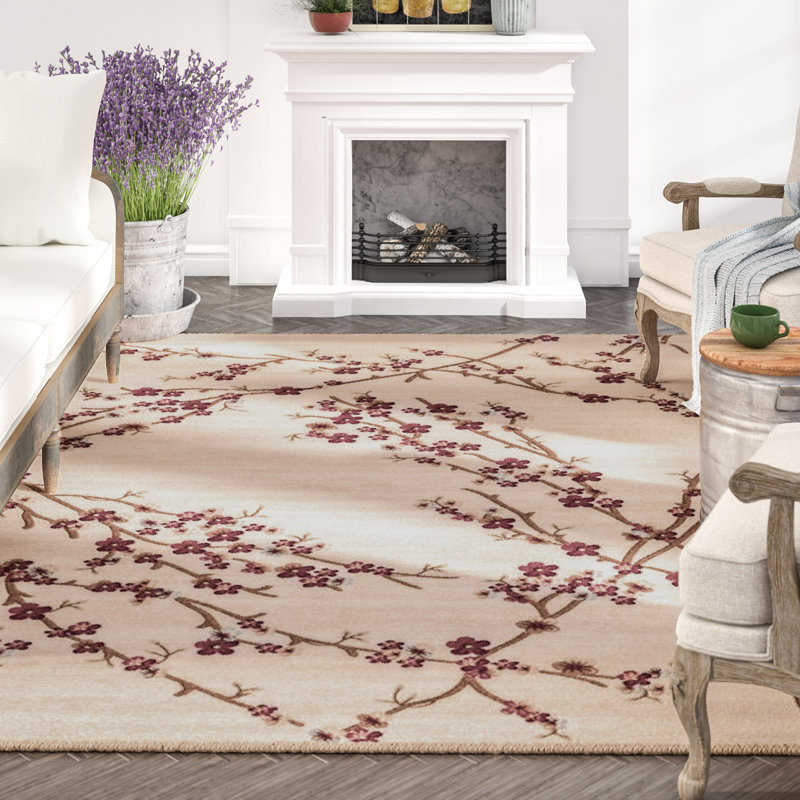 Tapis intérieur / extérieur crème Dabbs, Rectangle 10 pi x 13 pi