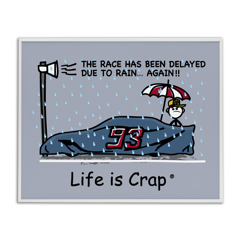 «Rain Delayed Race», estampe numérique par LIC, Estampe numérique encadrée blanc bord de mer, H 24 po x l 30 po