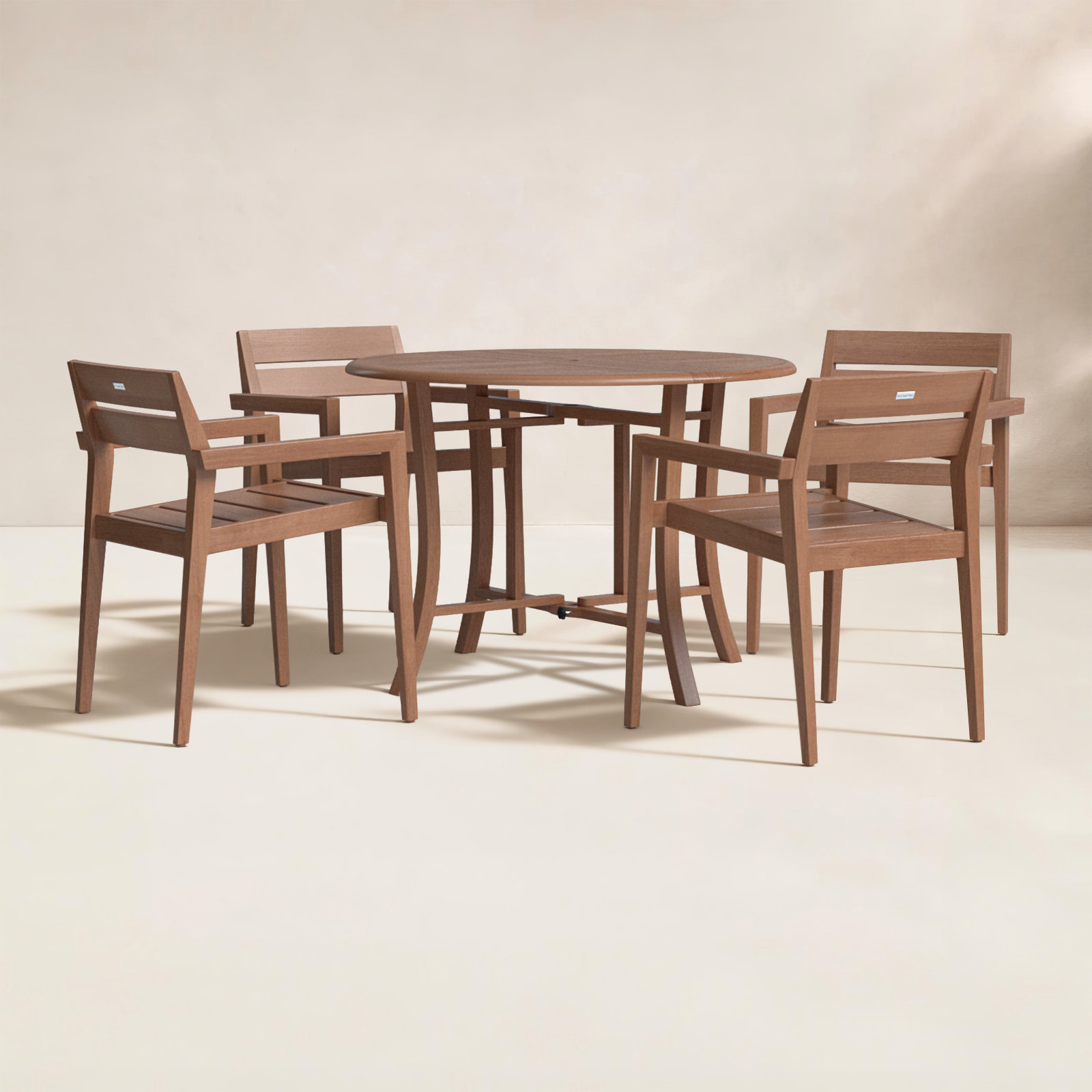 Kinsler Eucalyptus Patio Dining Set, 30" H x 43" W x 43" D