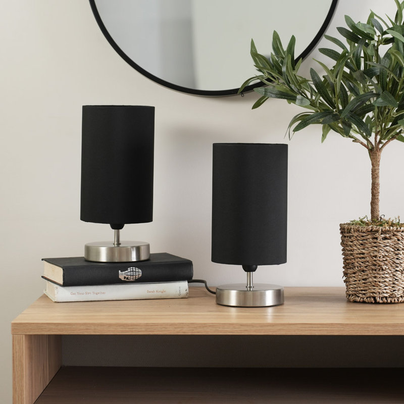Romica Metal Table Lamp, Brushed Chrome, Black, Yes