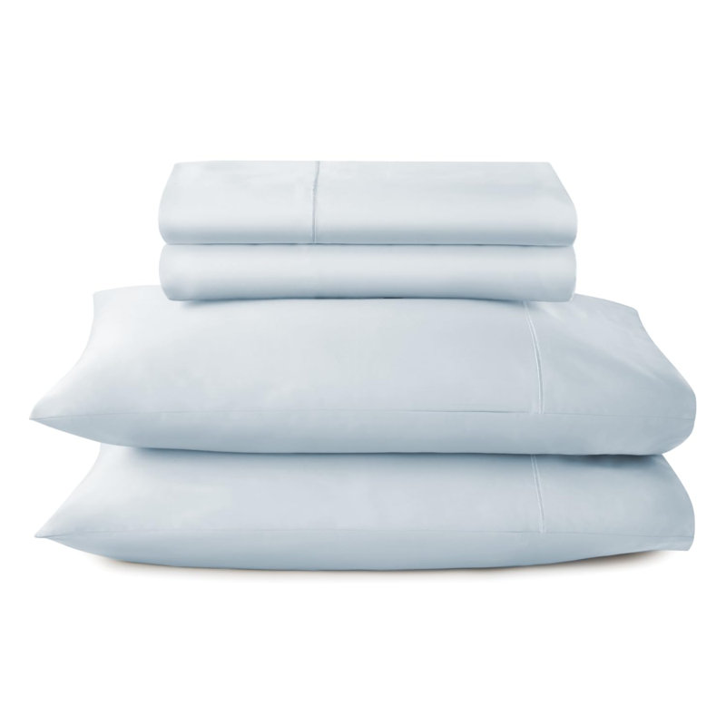 Draps 100% coton biologique Whisper Orgnaics - Draps certifiés biologiques GOTS avec une densité de tissage de 500 fils et un tissage en satin de coton douillet à chaque lavage - Ensemble de luxe 4 pièces (poudre, double)