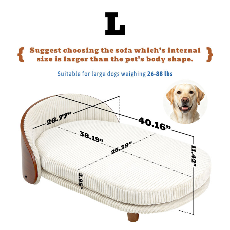Lit pour chien ergonomique en bois massif avec rembourrage en mousse à mémoire de forme et conception surélevée
