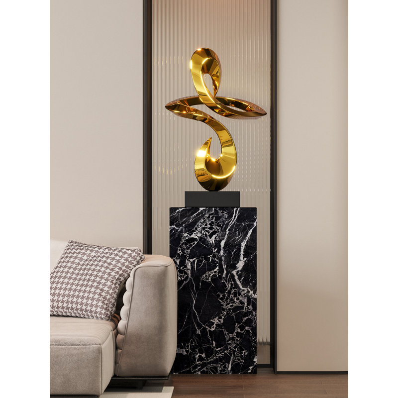 Pièce de sculpture luxueuse en marbre renforcé de fibre de verre Luxury-Lite, Doré