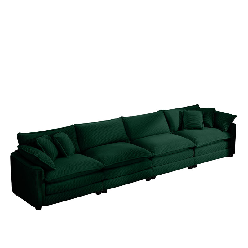 Canapé en velours côtelé de 150 po de large 150 po, largeur de siège 140 po, vert, Vert