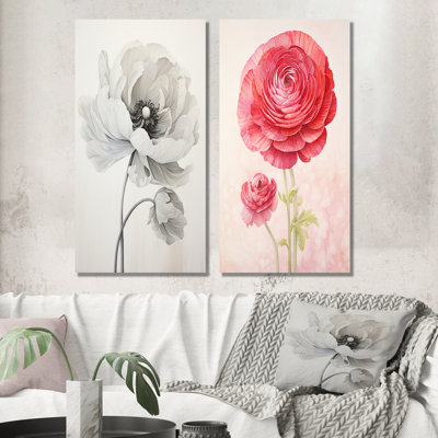 Ensemble de 2 décorations murales rétro Ranunculus Dreams - Ranunculus