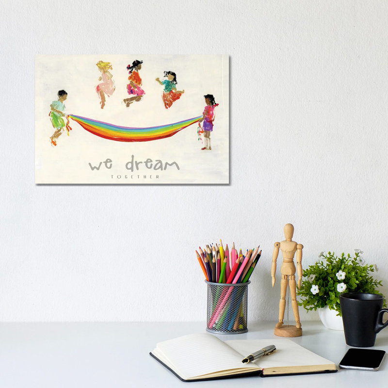Rainbow Kids We Dream by Sally Swatland - Wrapped Canvas Print, 20.32 cm H x 30.48 cm W