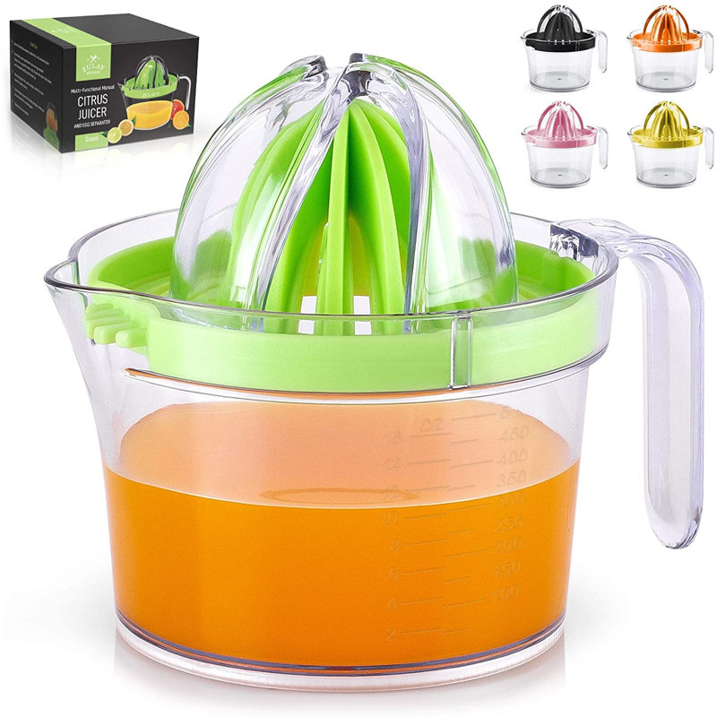 Zulay Kitchen 3-in-1 Citrus Juicer Reamer Cup 17oz Lemon Squeezer Juicer Extractor, Green