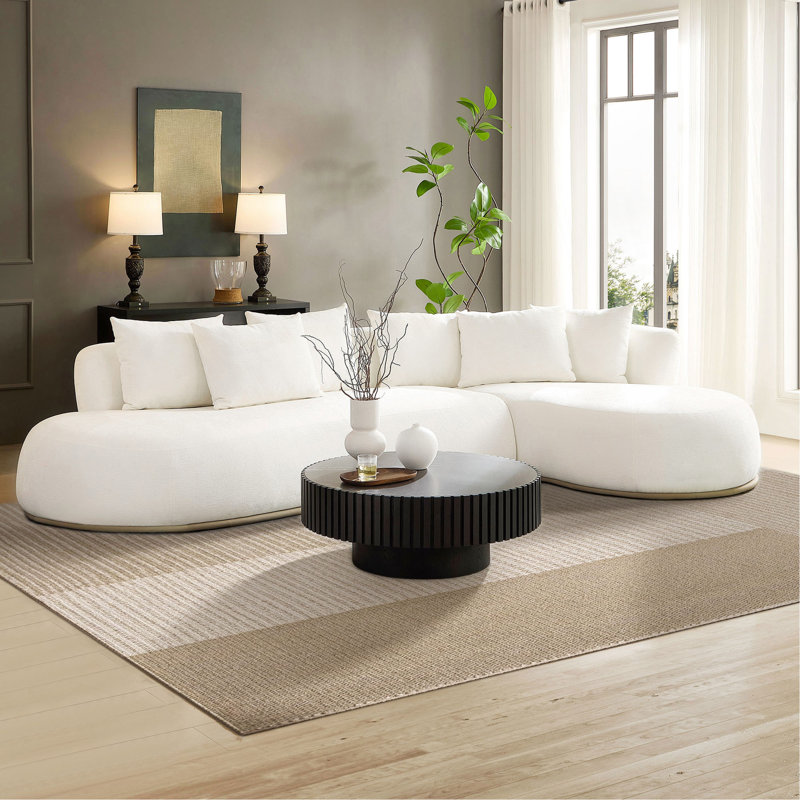 Canapé modulaire en L surdimensionné de 134,63 po avec méridienne beige et assise profonde pour salon, Beige