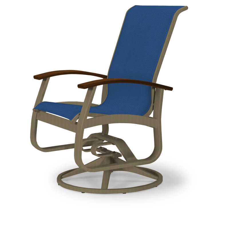 Chaise de patio pivotante Askar, Cobalt 35D Sunbrella®, Kona P10, Bois de plage texturé