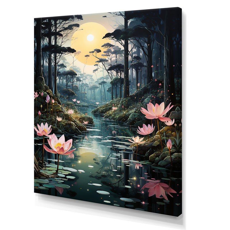 «Deep River Into The Forest II», art mural forêt, Toile tendue, H 32 po x l 16 po x P 1 po