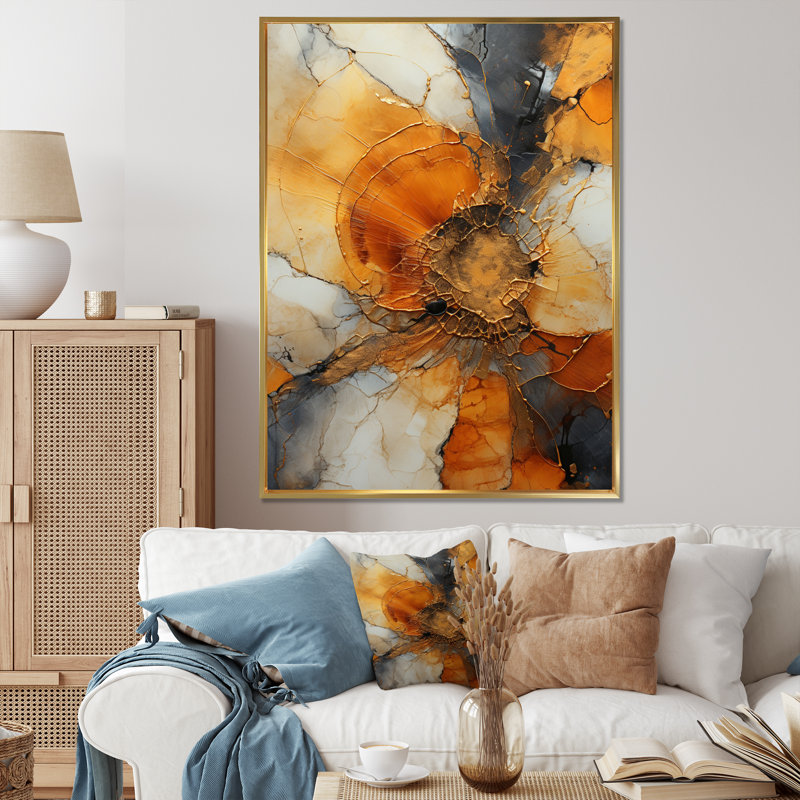 Nechama " Encaustic Spirals II ", Gold Framed, 44" H x 34" W x 1.5" D