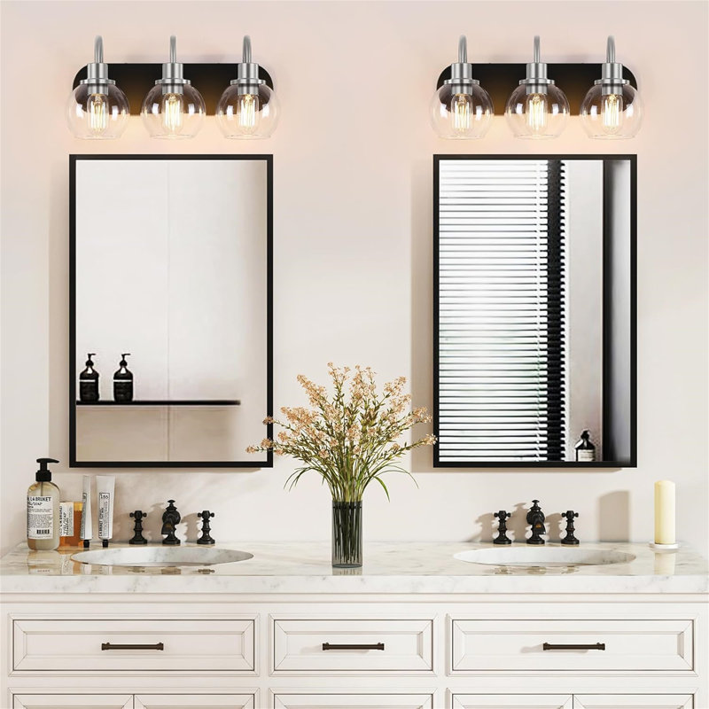 Lumière de meuble-lavabo à intensité variable, Noir mat/nickel brossé, 3
