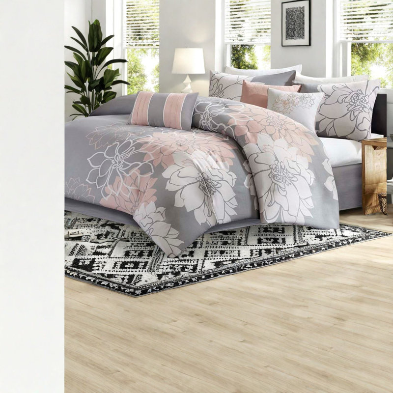 Ensemble de literie en satin de coton de luxe, édredon hypoallergénique à motif floral pour la maison
