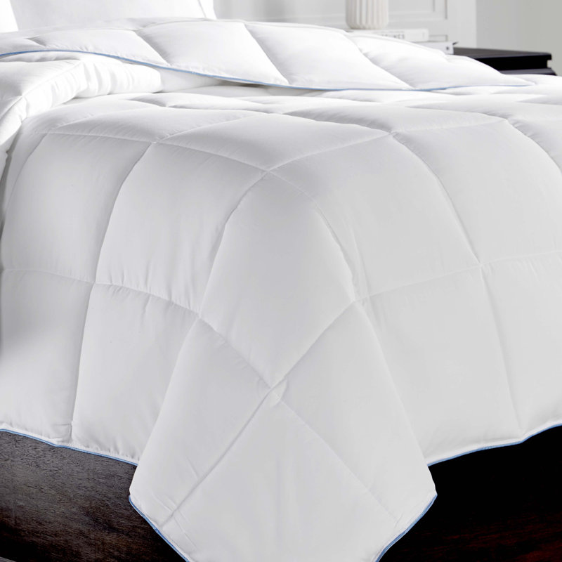 Twin White Microfiber Down Bedspread with Goose Down Fill