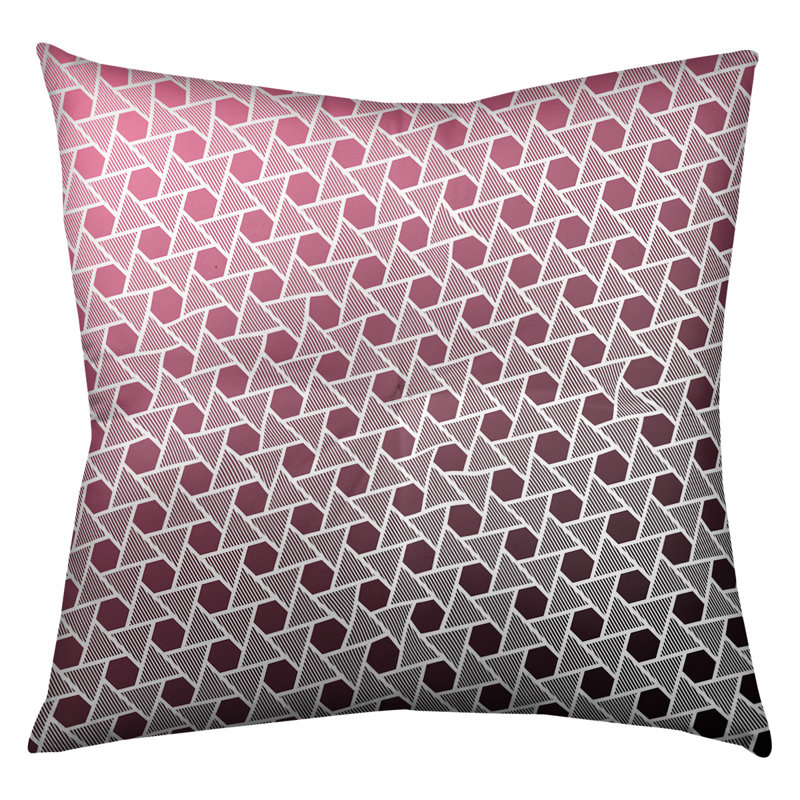 Coussin de plancher hexagonales et triangles, 26 po x 26 po, Noir / Rose
