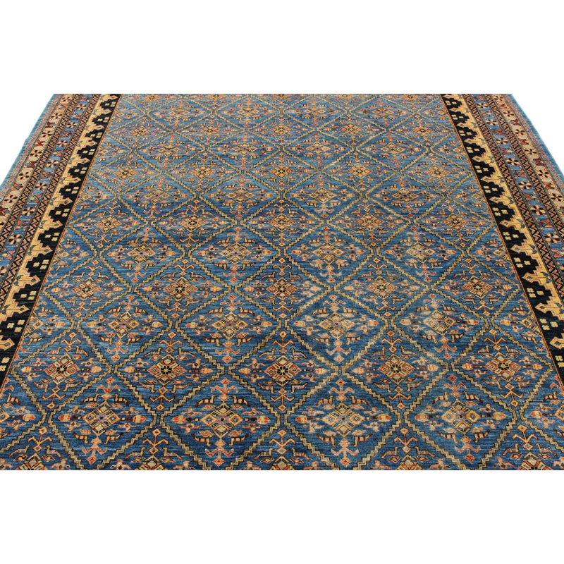 Tapis traditionnel bleu clair et chameau 8 x 10