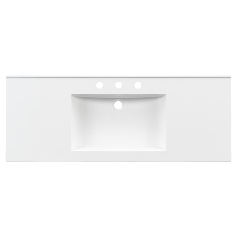 48" White Composite Bathroom Vanity Top with Integrated Sink, 3-Hole Pre-Drilled Rectangular Basin Countertop(only sink )