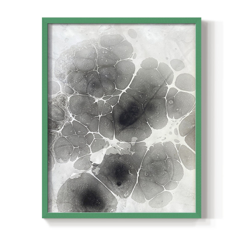 Marbré, reproduction encadrée sur bois massif, H 15 po x l 12 po, Vert