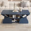 Table basse de coin rectangulaire arrondie en bois d'ingénierie pour le salon, table de rangement facile à assembler avec tablettes ouvertes Structure robuste pour la salle de réception, table basse moderne à motif géométrique BLEU-1939519176