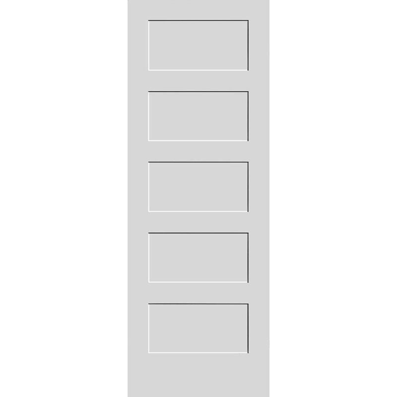 Primed White Solid Wood 5-Panel Interior Shaker Door
