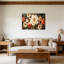 Bouquet de fleurs rétro, art mural encadré en bois à l'arrière, 36 x 24