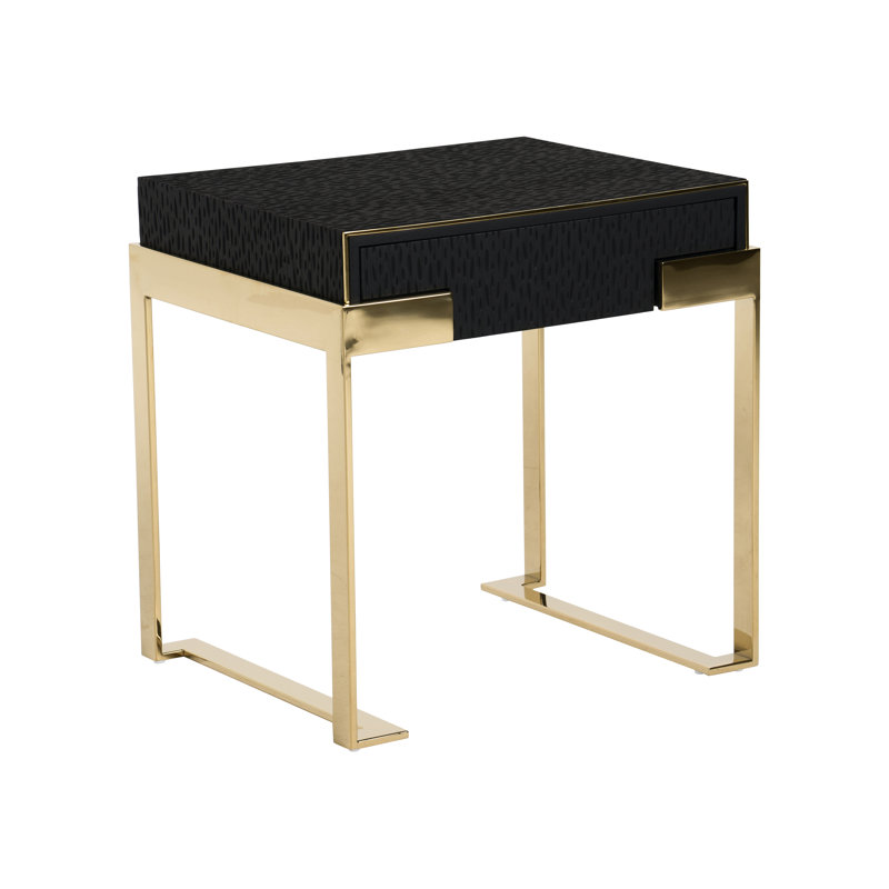 Table de chevet en acier inoxydable à 1 tiroir Monan en wengé