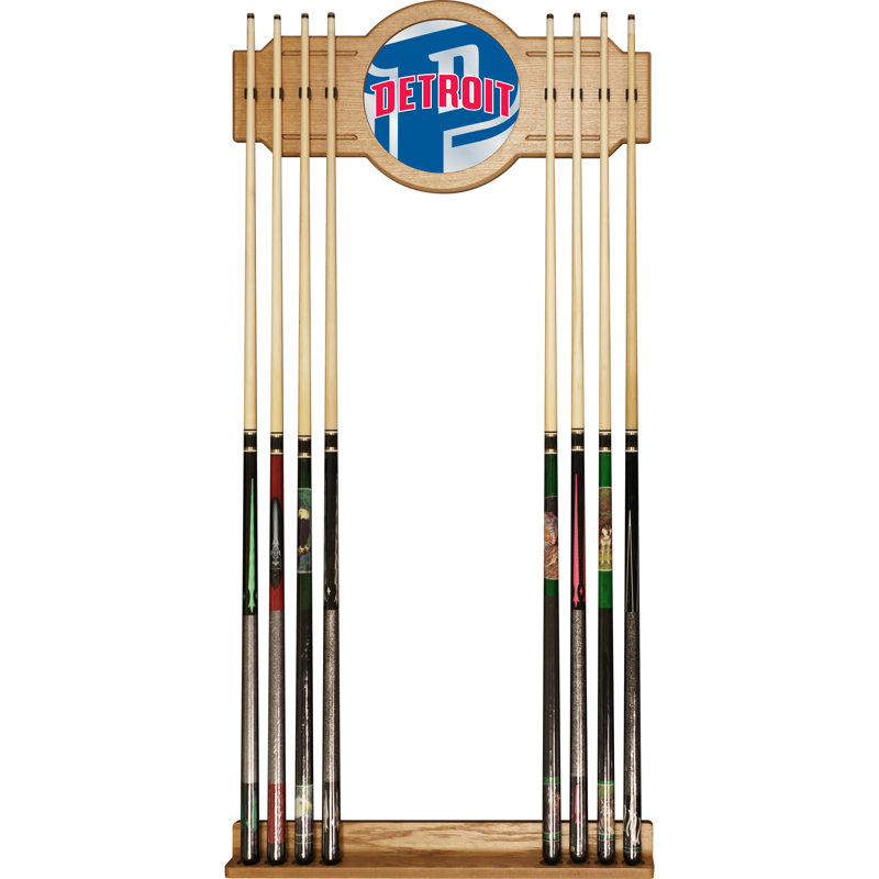 Support à queue de billard avec miroir nba, Pistons de Detroit, L 30 po x l 12 po