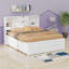 Lit plateforme avec tête de lit, cadre de lit plateforme Farmhouse avec tiroirs de rangement et tablettes-799998684-799998682
