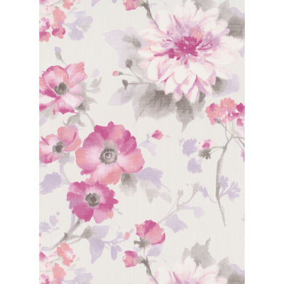 Concord Wallcoverings Floral Textured Wallpaper Featuring Flower Tulips, Pink White, 21In X 33Ft(56Sqft); 10051-05 -  Red Barrel StudioÂ®, 4B69519A9B794D4890A90D2B821DB4A2